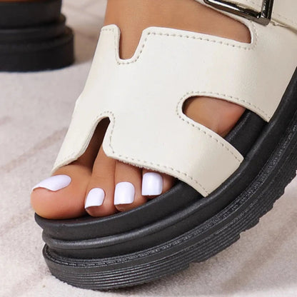 Damen Leder Riemchensandalen