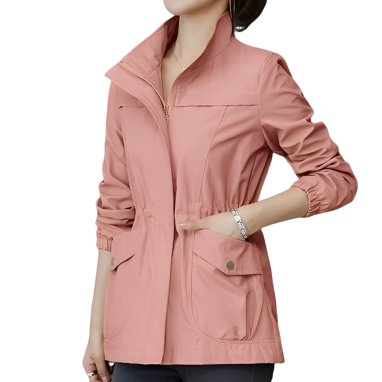 Schicke leichte Damenjacke mit verstellbarem Taillendetail