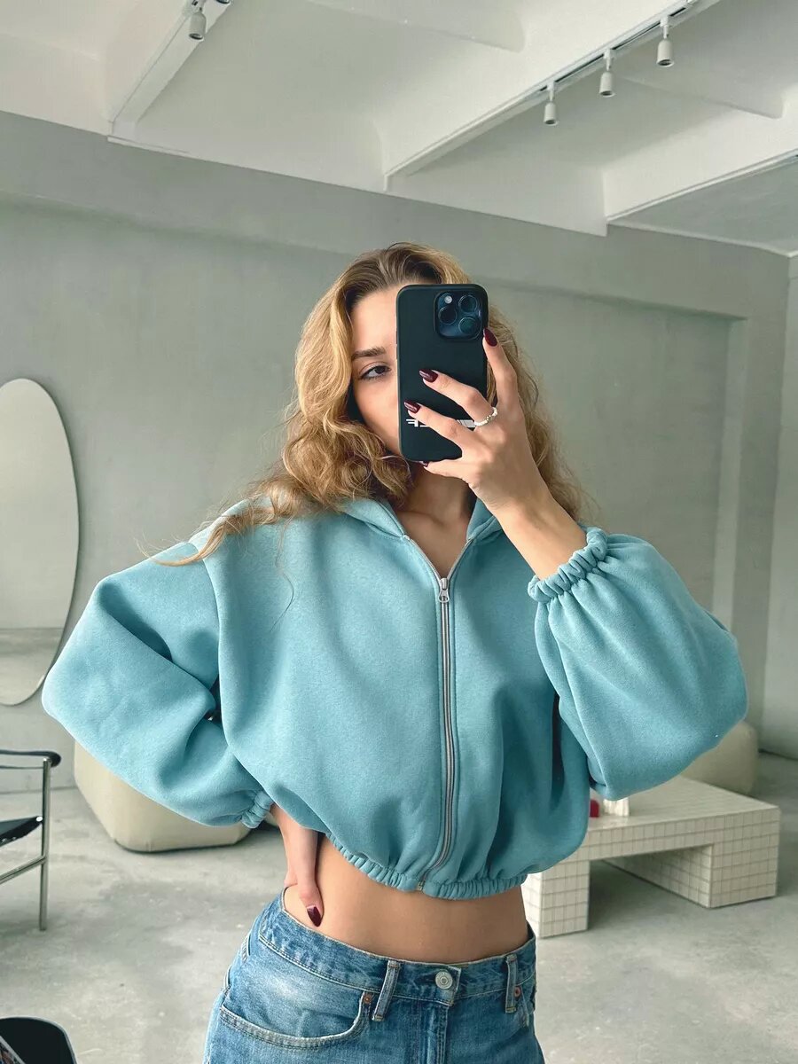 Lässige leichte kurze Sport-Hoodie-Jacke