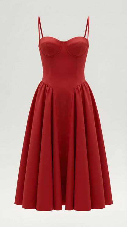 Damen Midikleid mit Blumenmuster und Korsett sowie herzförmigem Ausschnitt
