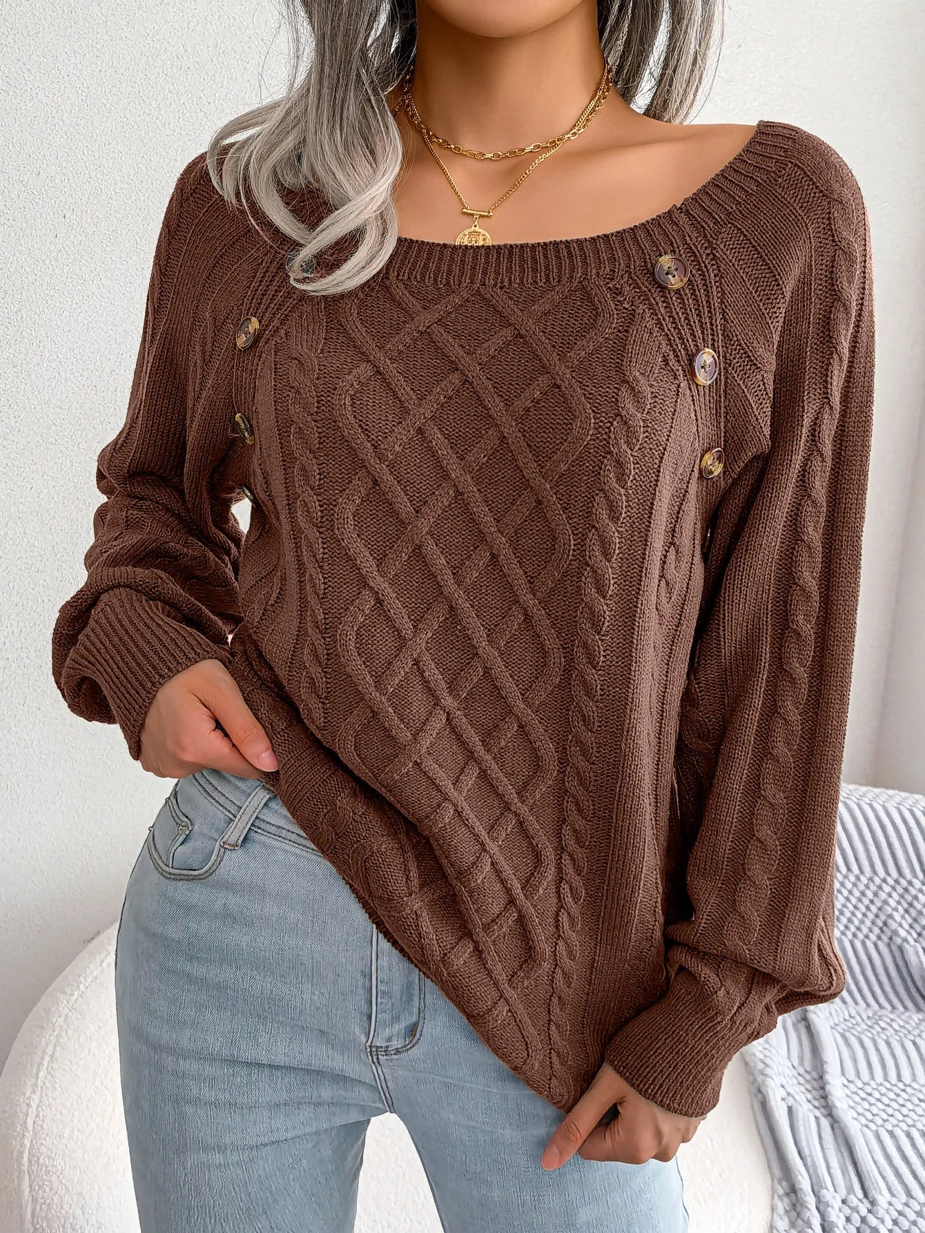 Ava® | Strickpullover mit Knopfdetails