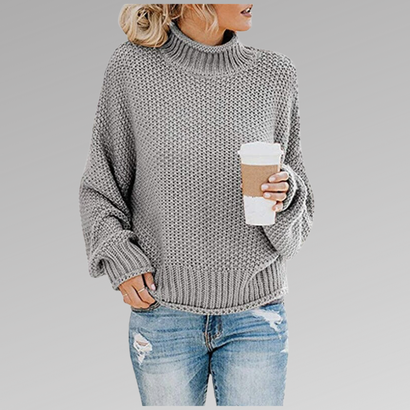 Gemütlicher Pullover mit hohem Kragen