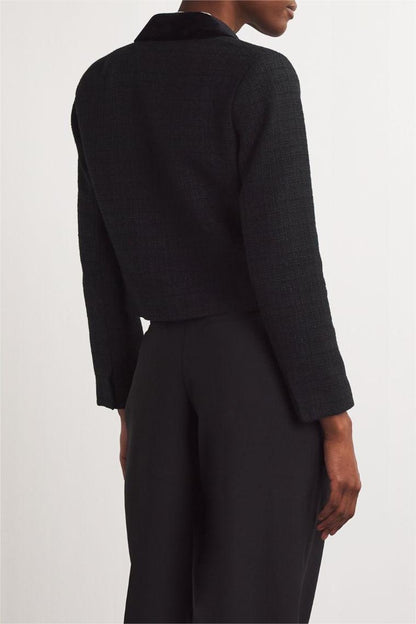 Velvet-Blazer mit Metallknopf-Details
