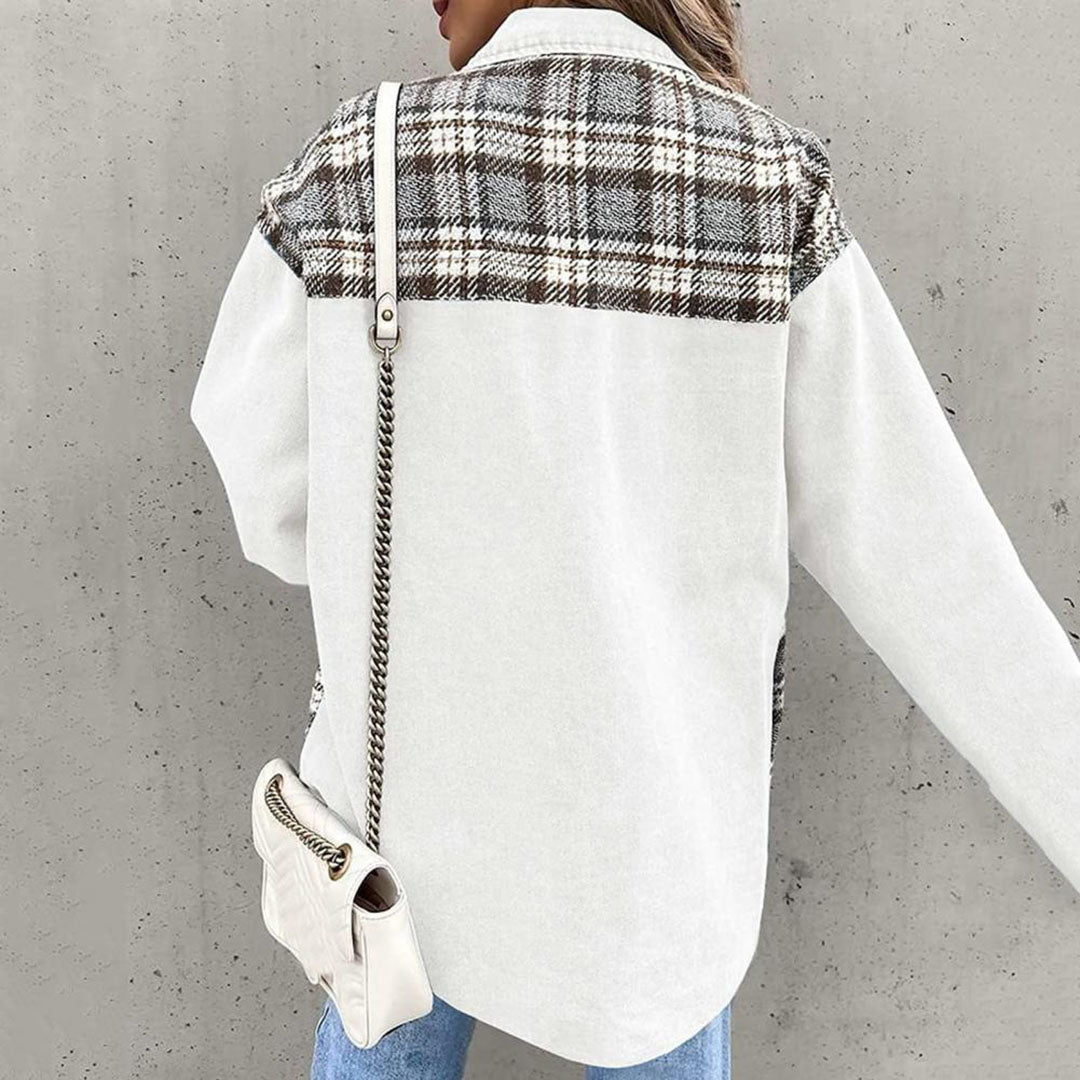 Schicke Kariertes Jacke mit Klassischem Kragen für Damen