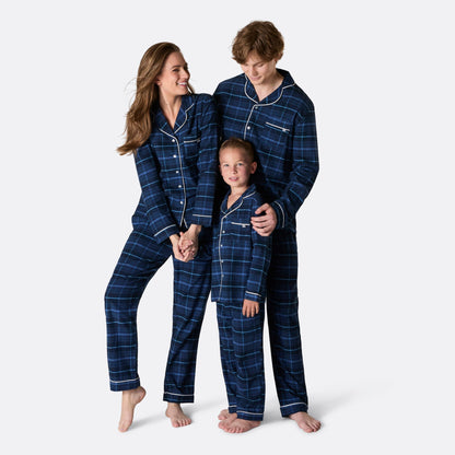 Gemütlicher blauer Flanell-Weihnachtspyjama für Damen