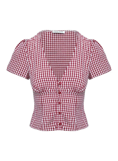 Rotes karierter leichter Casual-Oberteil