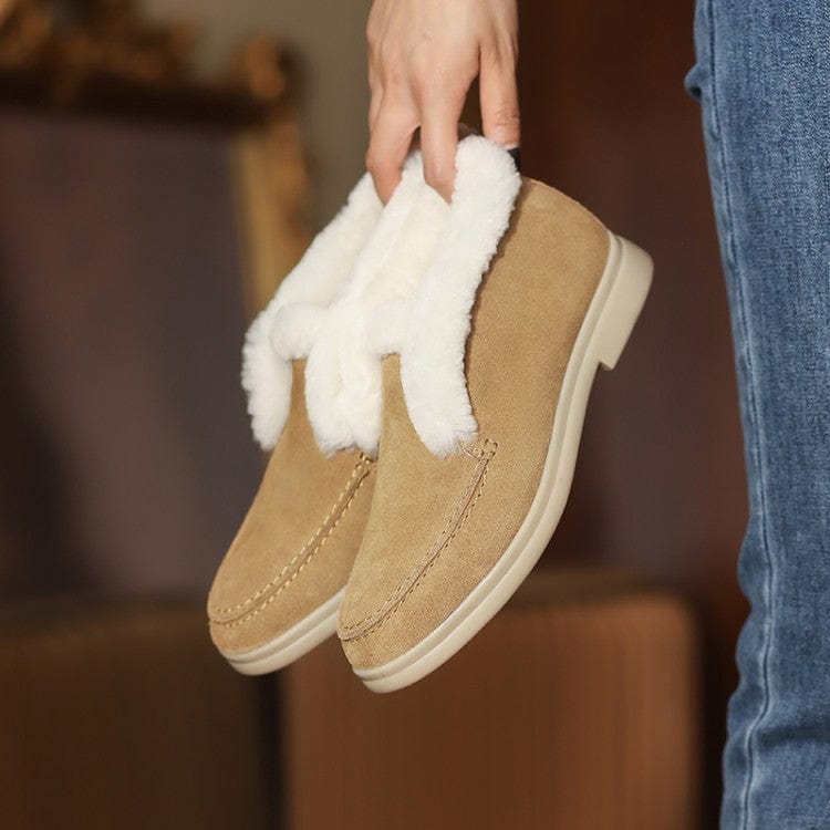 Bequeme Wildleder-Stiefeletten mit Fellfutter zum Hineinschlüpfen