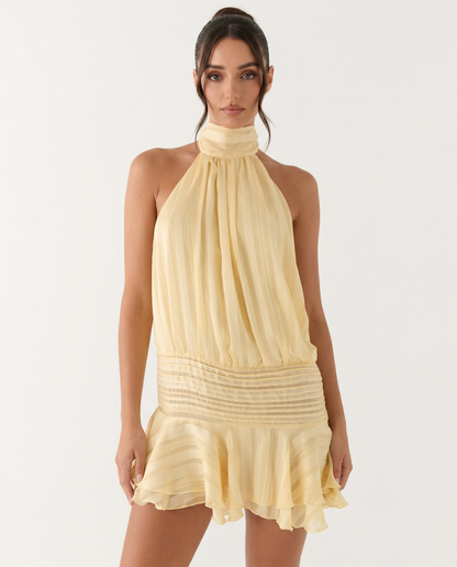 Ärmelloses gerafftes Minikleid