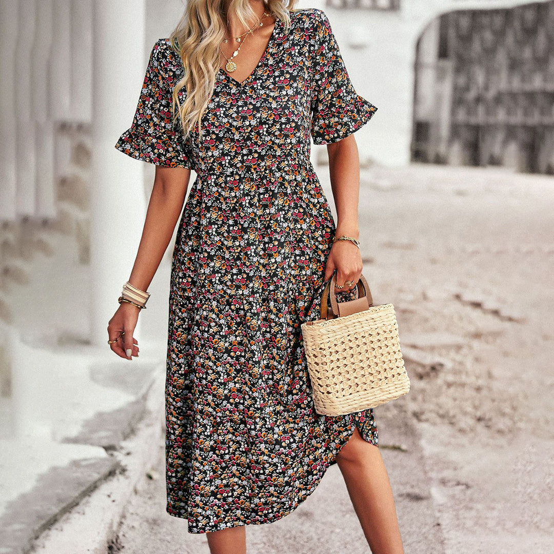 Sommer-Midikleid mit Blumendesign für Damen