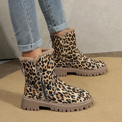 Schicke Leopard-Print Knöchelstiefel für trendige Outfits