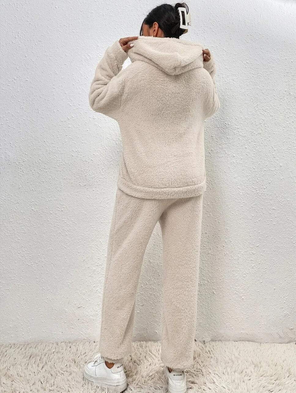 Gemütliches Teddy-Zweiteiler-Loungewear-Set für Damen