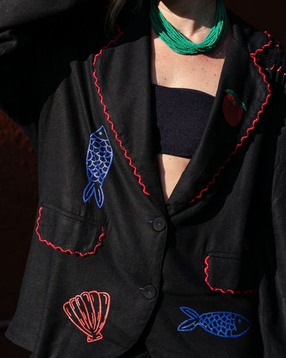 Schicker Blazer mit Hummerdruck für Küstenstil