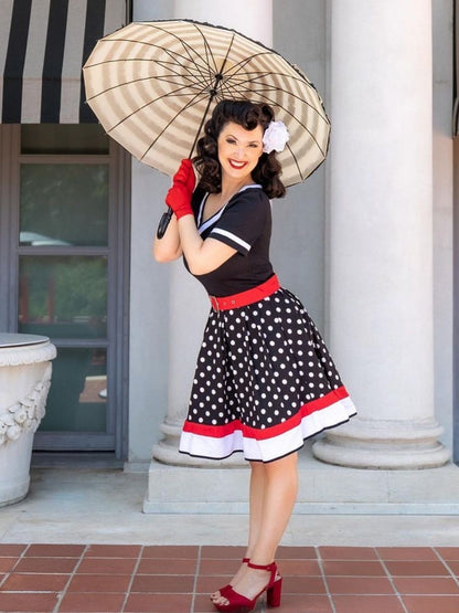 Vintage 1950er Polka Dot Rockabilly Swing Cocktailkleid