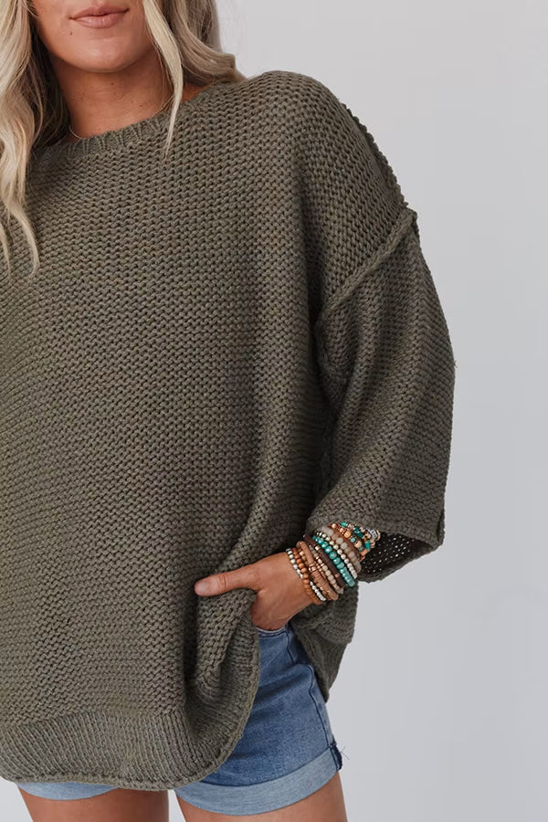 Gemütlicher Grobstrick Pullover mit Rundhalsausschnitt