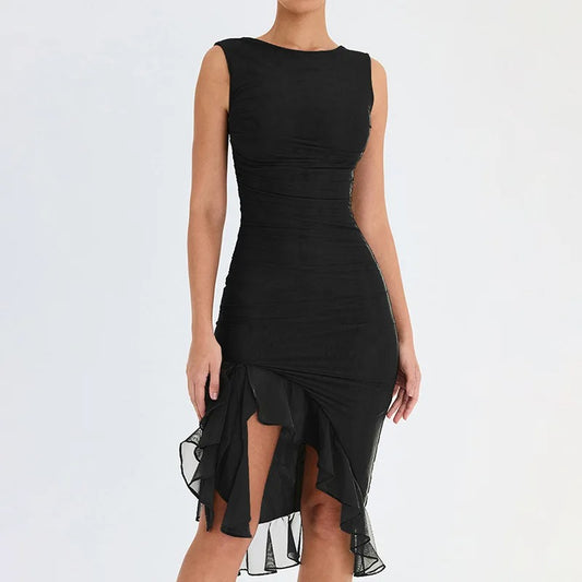 Viktoria® | Asymmetrisches Volantkleid mit Raffung