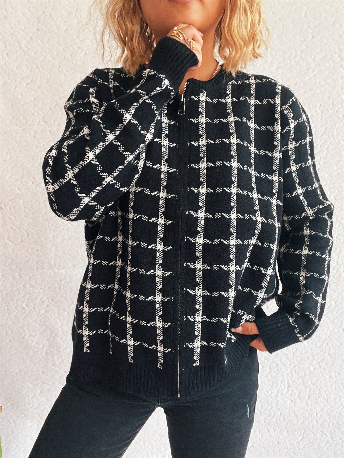 Gemütlicher kariert Cardigan mit Taschen für den Alltagstil