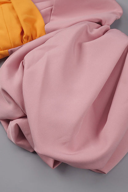 Midi-Kleid mit farbigen Puffärmeln