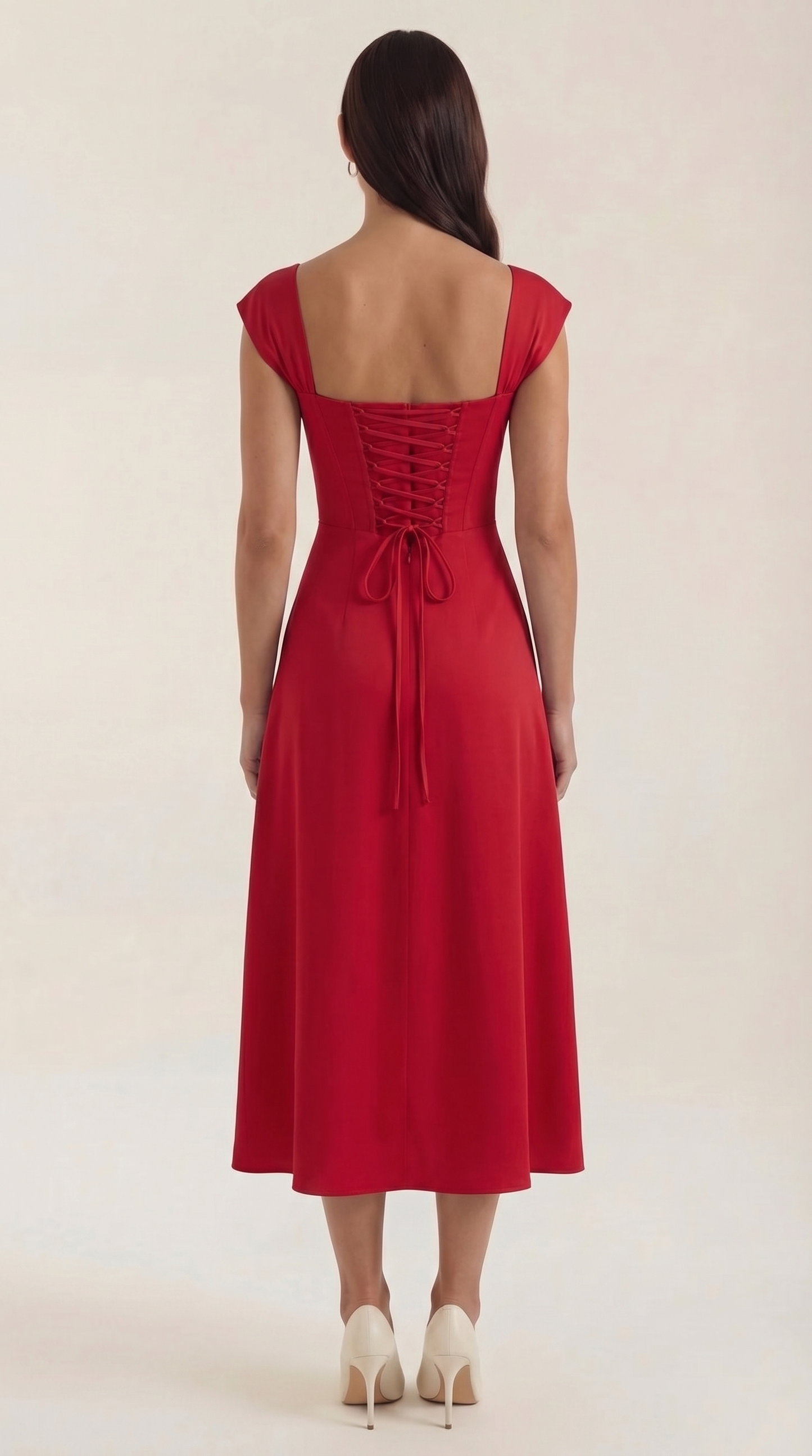 Damen Korsett Midi Kleid Hochzeitsgast Kleid