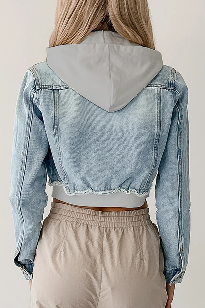Legere Patchwork-Denim-Kapuzenjacke