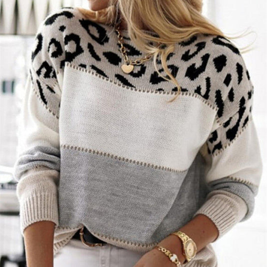 Gemütlicher Pullover aus Strick mit Leopardenmuster