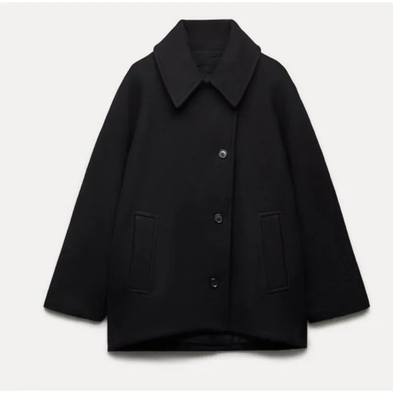 Übergroße Jacke mit umklappbarem Kragen und Seitentaschen