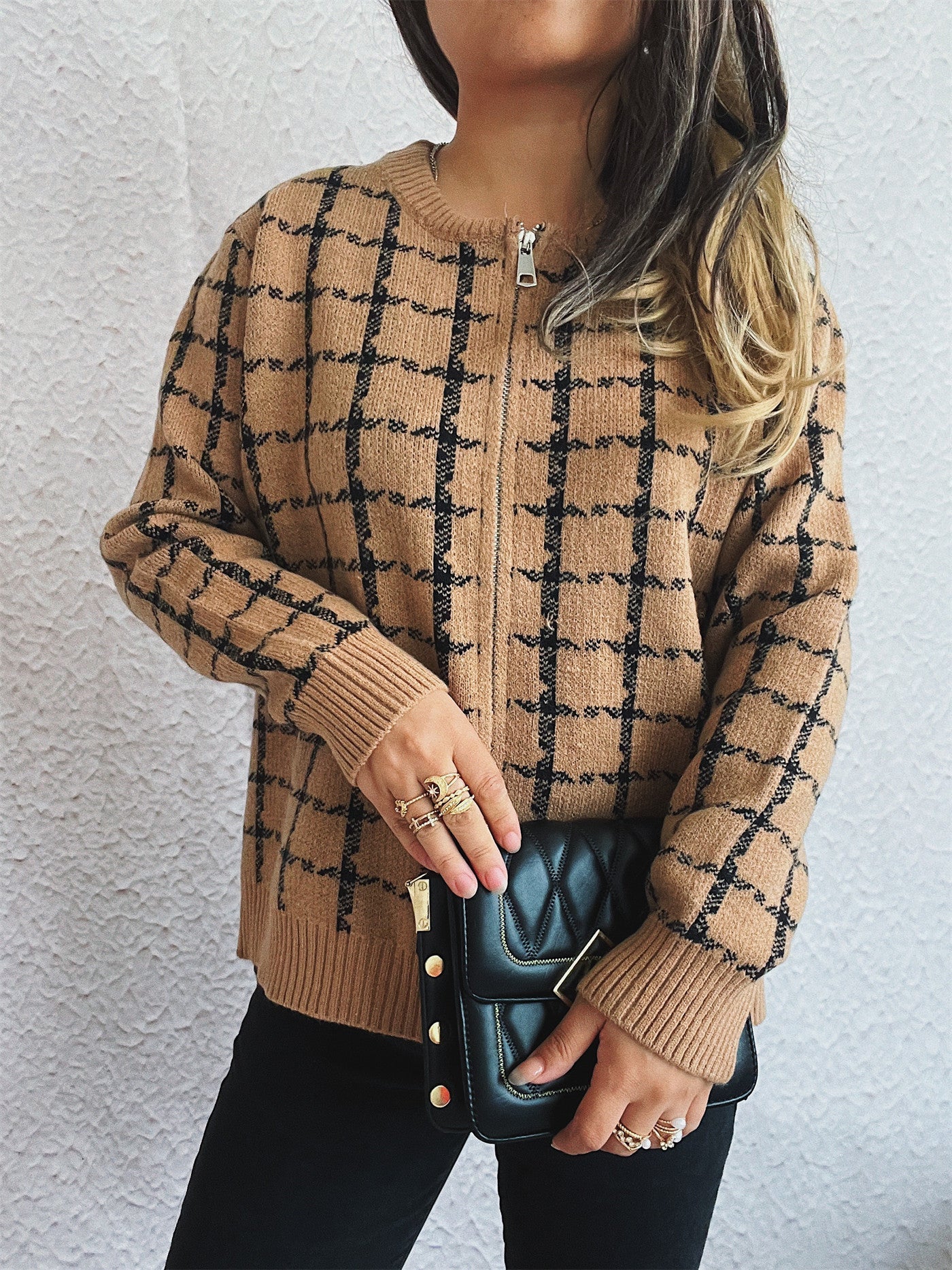 Gemütlicher kariert Cardigan mit Taschen für den Alltagstil