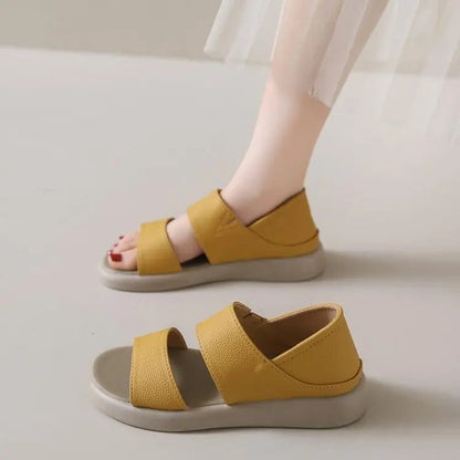 Lässige Echtleder-Slipper-Sandalen mit dicker Sohle