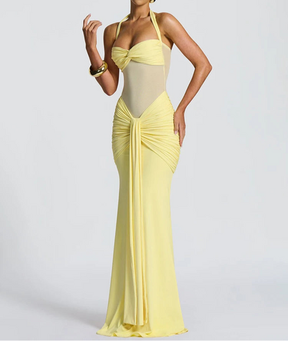 Halter Raffung Bodycon Maxikleid Sculpting Abendkleid