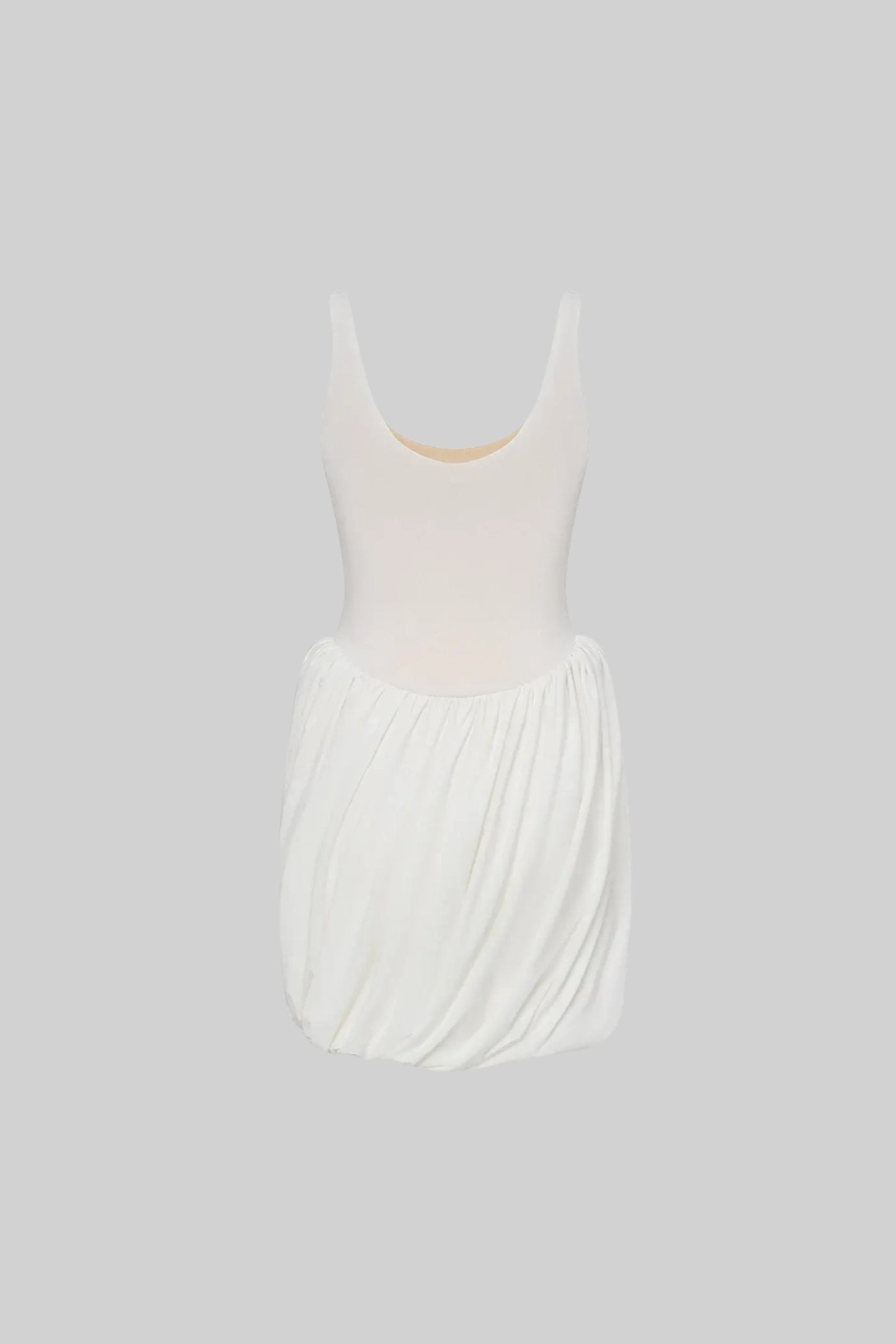 Weißes Drapiertes Minikleid mit Skulpturalem Rock und Seitenschlitz