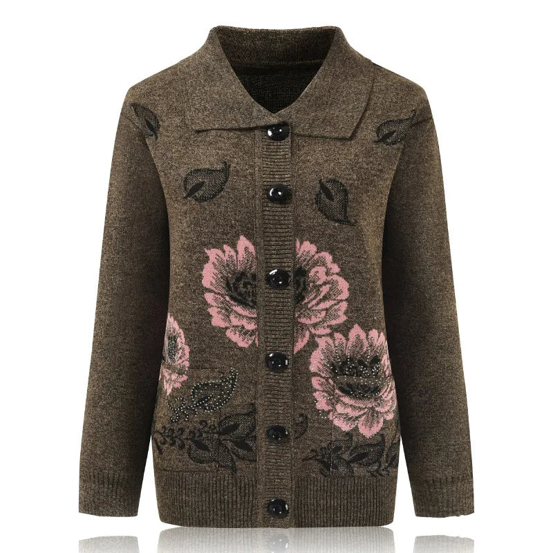 Ava® | Strickjacke mit Blumenstickerei