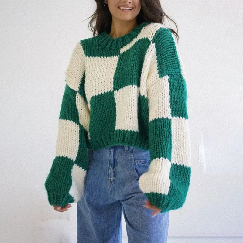 Gemütlicher karierter Kurzpullover