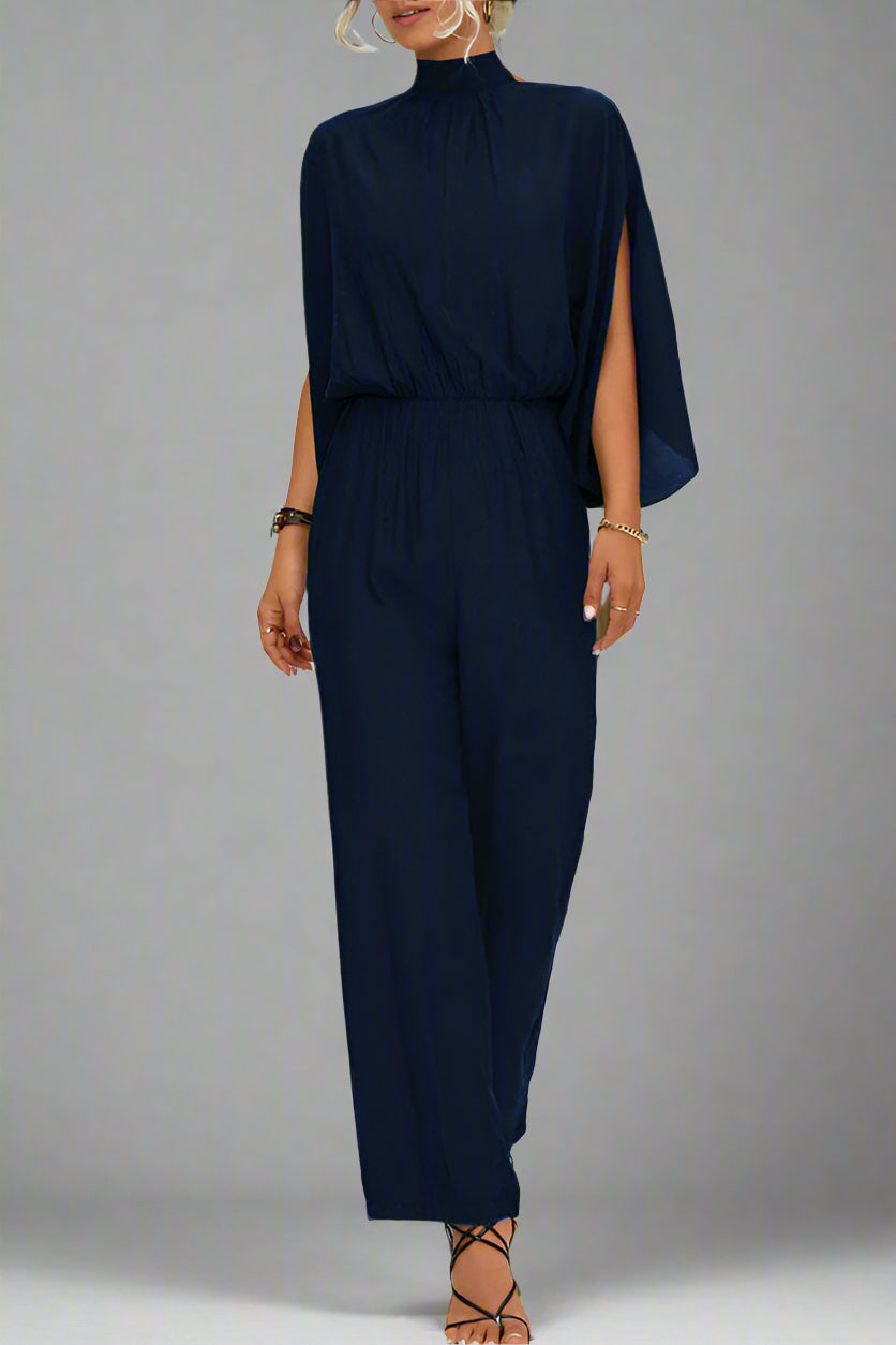 Damen Einfarbiger Jumpsuit mit Schnürung, Rückenschlitz und Langarm