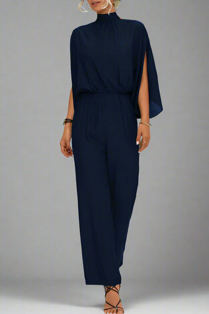 Damen Einfarbiger Jumpsuit mit Schnürung, Rückenschlitz und Langarm