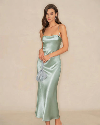 Grünes X-Cross Slip A-Linien Maxi-Kleid