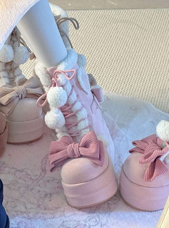 Gemütliche Winterstiefel in Pink und Creme