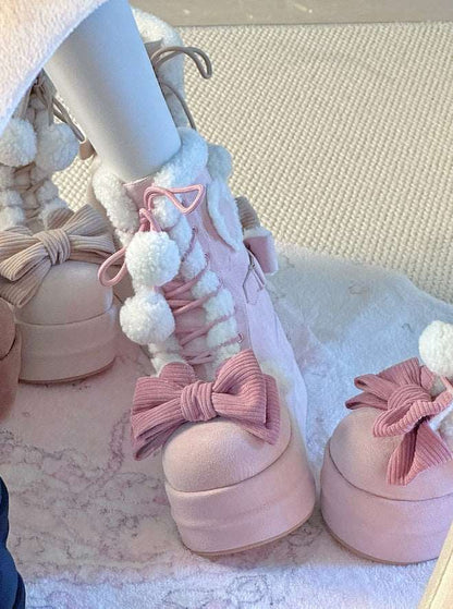 Gemütliche Winterstiefel in Pink und Creme
