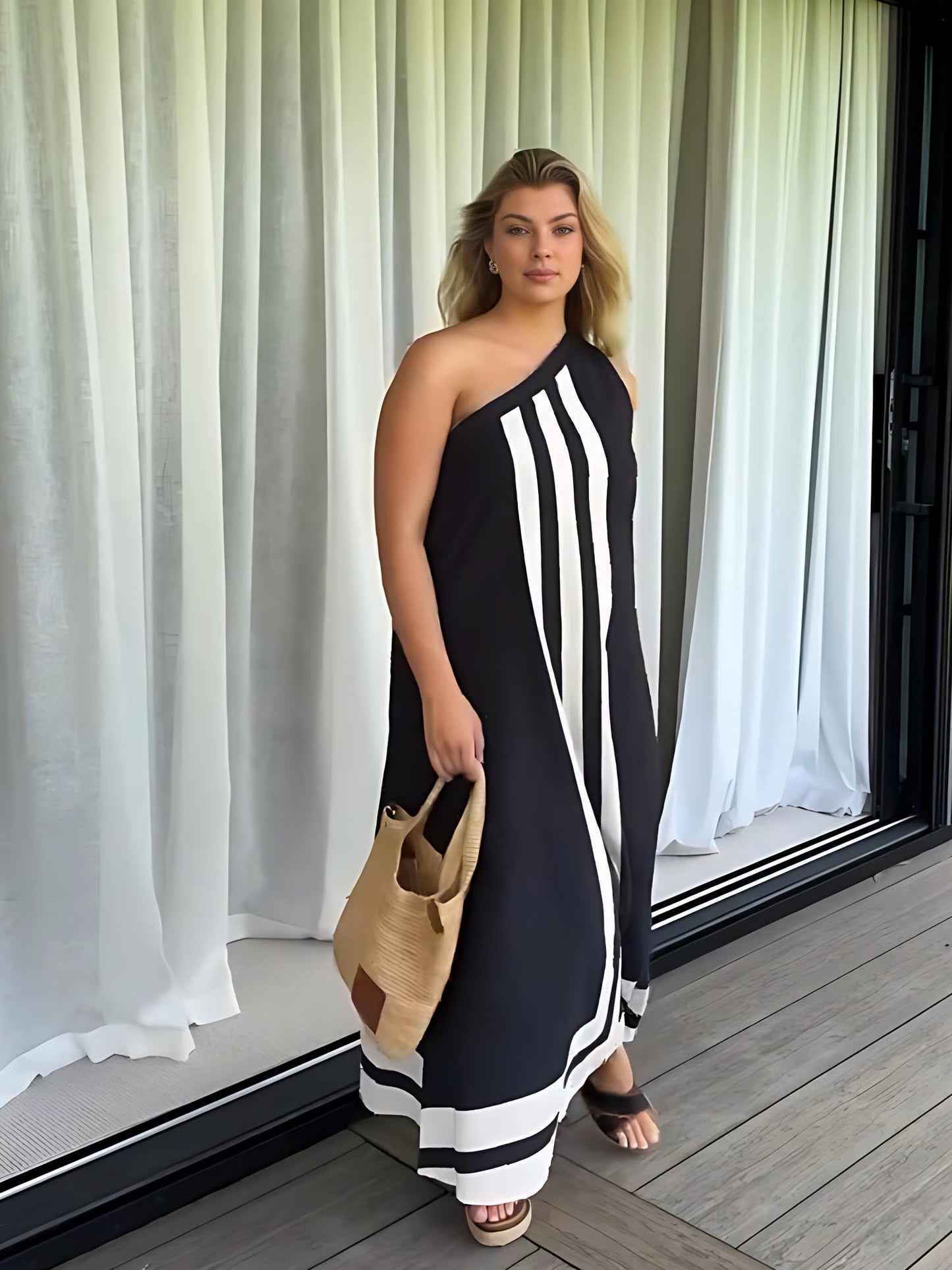 Asymmetrisches Midikleid mit Ausschnitt für Damen