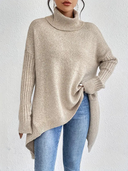 Gemütlicher langer Rollkragenpullover für täglichen Komfort