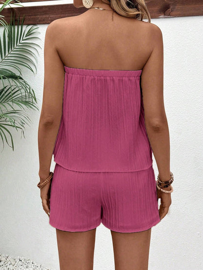 Nadine® | Damen Freizeit Einfarbiges Tube-Top und Shorts-Set
