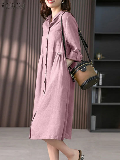 Valindr® | Lockeres Hemdblusenkleid mit Knopfleiste