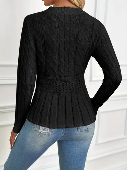 Gemütlicher Chic Grobstrick Pullover mit Rundhalsausschnitt