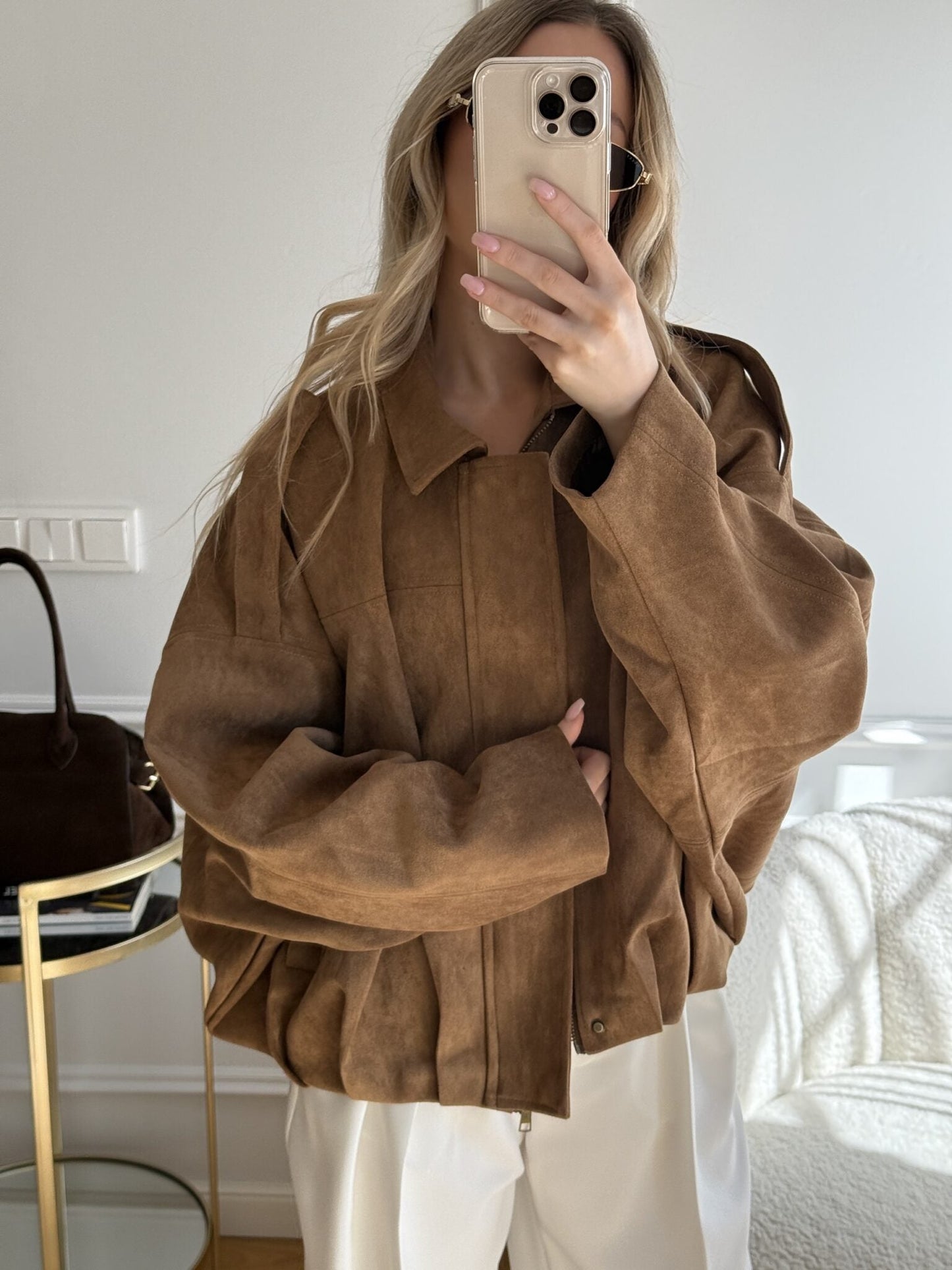 Wildleder-Bomberjacke für Damen