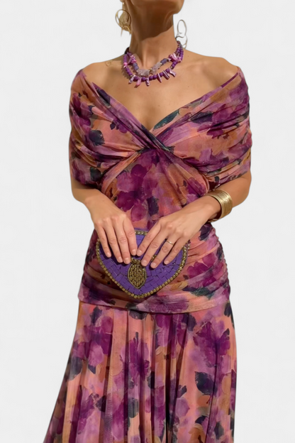 Elegantes Maxikleid für Damen mit floralen Falten