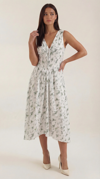 Damen Korsett Midi Sommerkleid