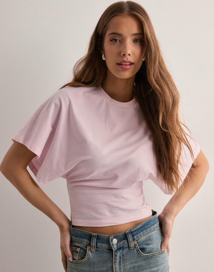 Entspanntes Baumwoll-T-Shirt mit weitem Ärmel