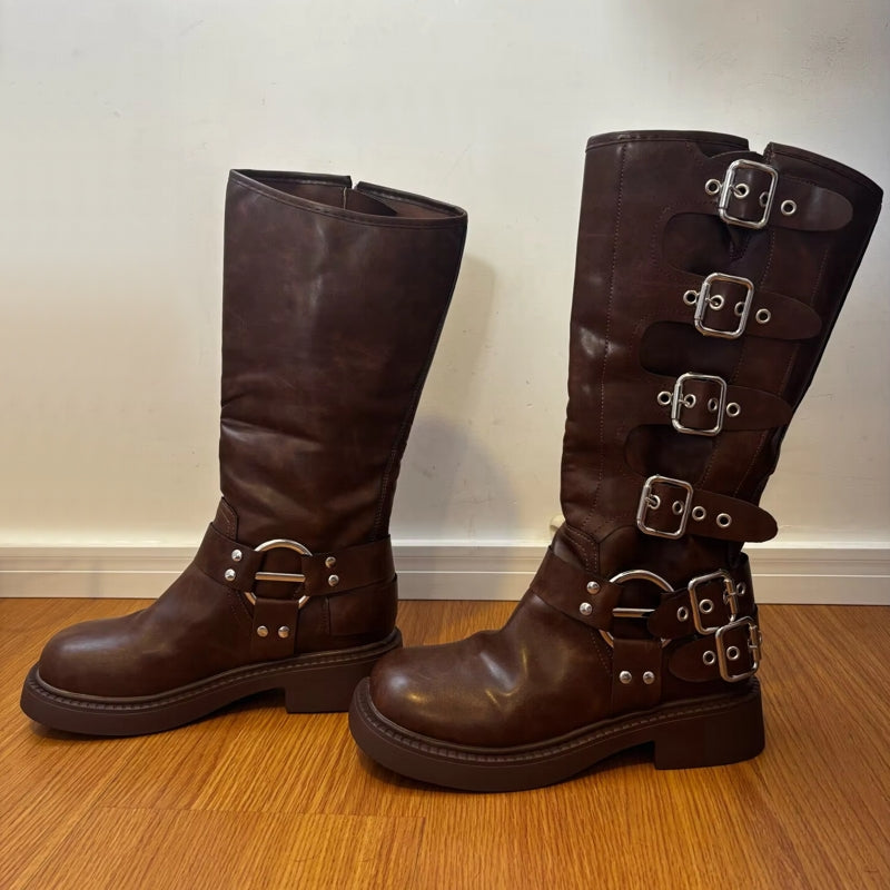 Moderne Low Heel Punk Gothic Rock Stiefel