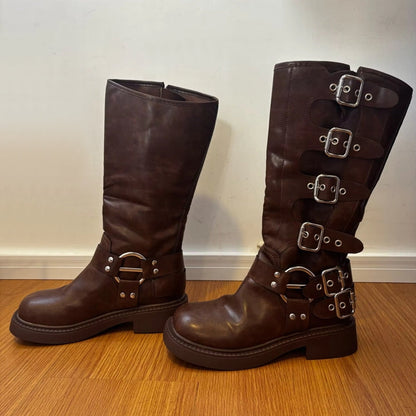 Moderne Low Heel Punk Gothic Rock Stiefel