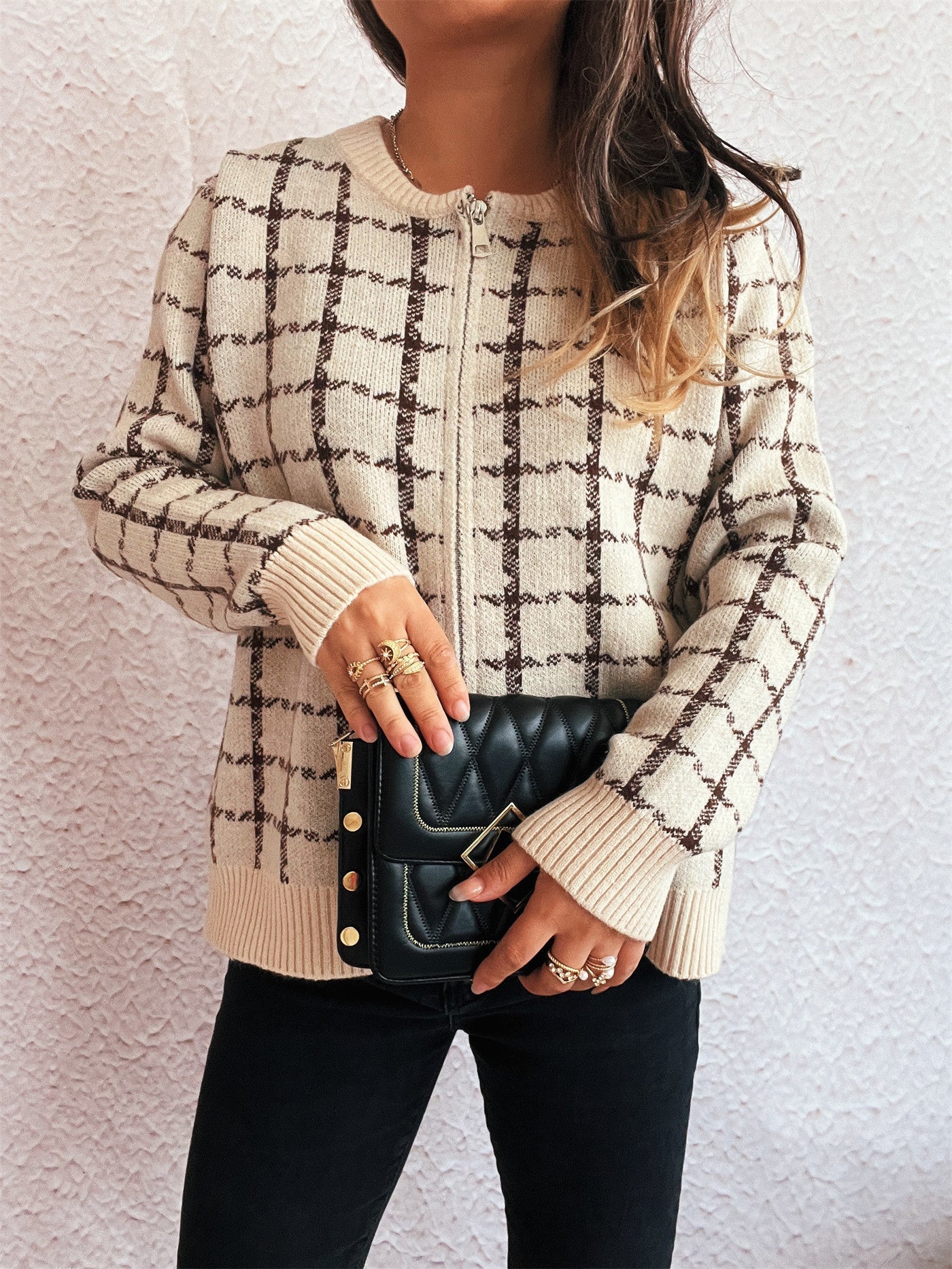Gemütlicher kariert Cardigan mit Taschen für den Alltagstil