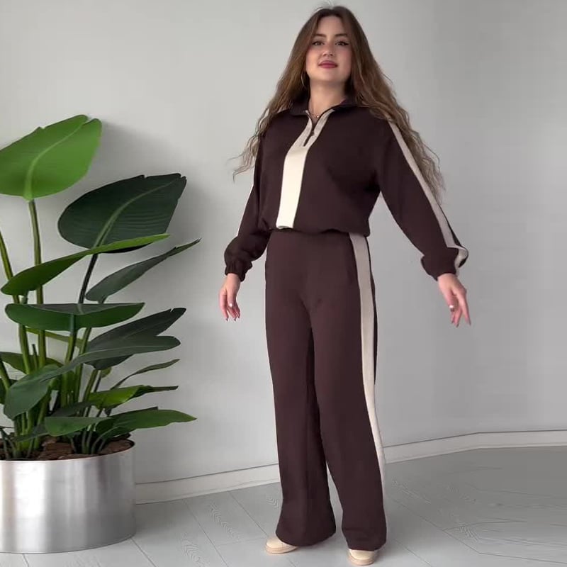 Elegantes 2-teiliges Set mit Reißverschluss-Reversoberteil und Hose
