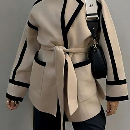 Schicker Wickel-Taillengürtel-Blazer mit Kontrastdetails für Damen